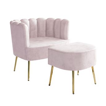 Velvet Chair With Stool