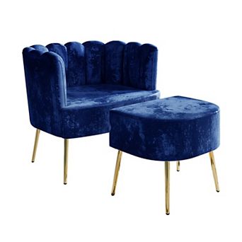 Velvet Chair With Stool