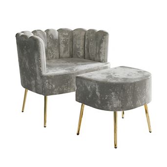 Velvet Chair With Stool
