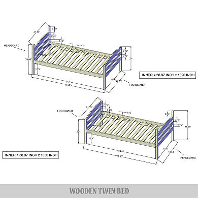 Twin Over Twin Size Wooden Bunk Bed