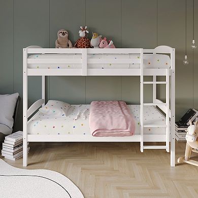 Twin Over Twin Size Wooden Bunk Bed