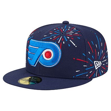 Men's New Era Navy Philadelphia Flyers Americana Fireworks 59FIFTY Fitted Hat