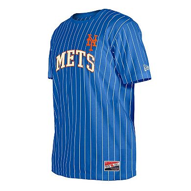 Men's New Era Royal New York Mets Throwback Pinstripe T-Shirt