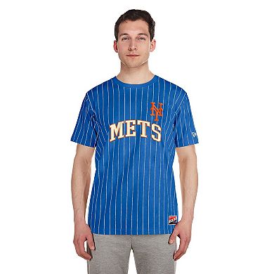 Men's New Era Royal New York Mets Throwback Pinstripe T-Shirt