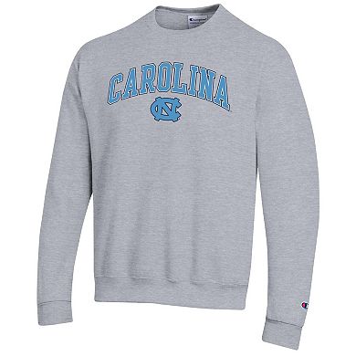 Men's Champion® Heather Gray North Carolina Tar Heels Arch Over Logo Pullover Sweatshirt