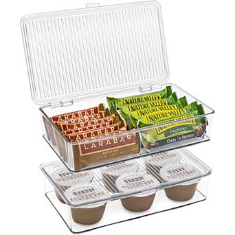 Sorbus 2 Pack Small Storage Bins For Pantry & Fridge With Hinged Lids