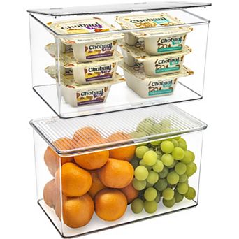 Sorbus 3 pc Variety Clear Storage Bins For Pantry & Fridge With Hinged Lids