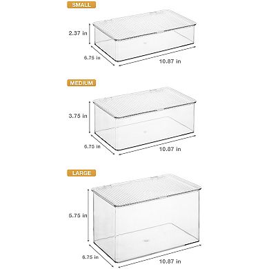 Sorbus 3 Piece Variety Clear Storage Bins For Pantry & Fridge With Hinged Lids