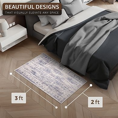 Sorbus 2 ft x 3 ft Entry Mat Rug for Entryway, Machine Washable, Non-Slip, Vintage Rug
