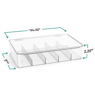 Sorbus 3 Pack Clear Stackable Plastic Sunglass Holder with Hinged Lid