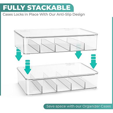 Sorbus 3 Pack Clear Stackable Plastic Sunglass Holder with Hinged Lid