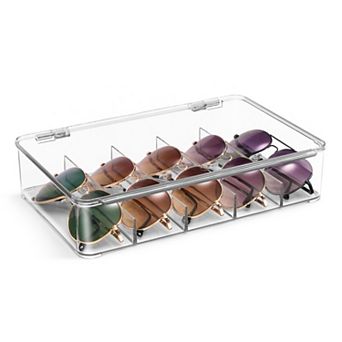 Sorbus Clear Stackable Sunglass Holder with Hinged Lid