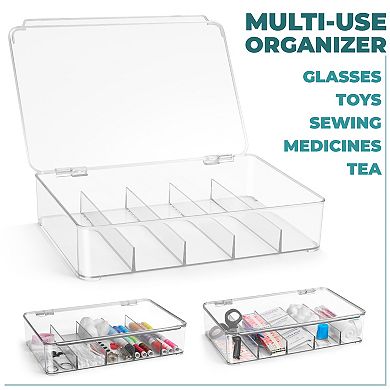 Sorbus Clear Stackable Sunglass Holder with Hinged Lid