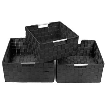 Sorbus 3 pc Stackable Woven Basket Organizer Set with Built-In Carry Handles