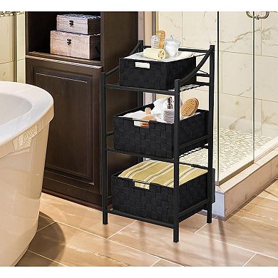 Sorbus 3 Piece Stackable Woven Basket Organizer Set with Built-In Carry Handles