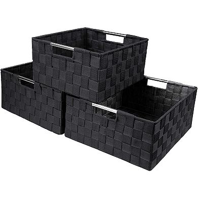 Sorbus 3 Piece Stackable Woven Basket Organizer Set with Built-In Carry Handles