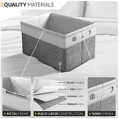Sorbus 3 Pack 15" Collapsible Storage Bins with Handles - Perfect for Home Storage & Organization