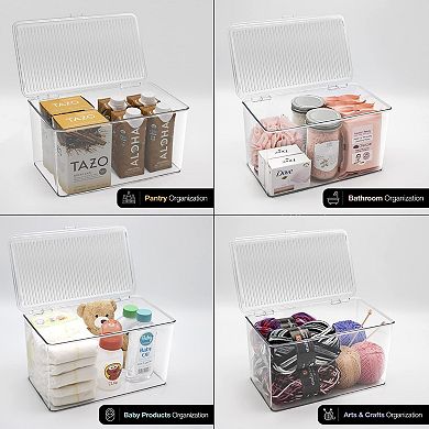 Sorbus 2 Pack Large Storage Bins For Pantry & Fridge With Hinged Lids
