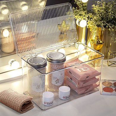 Sorbus 2 Pack Large Storage Bins For Pantry & Fridge With Hinged Lids