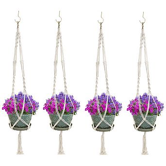 Sorbus Macrame Plant Hanger - for Indoor & Outdoor Hanging - Cotton Rope, for Home, Patio, Garden