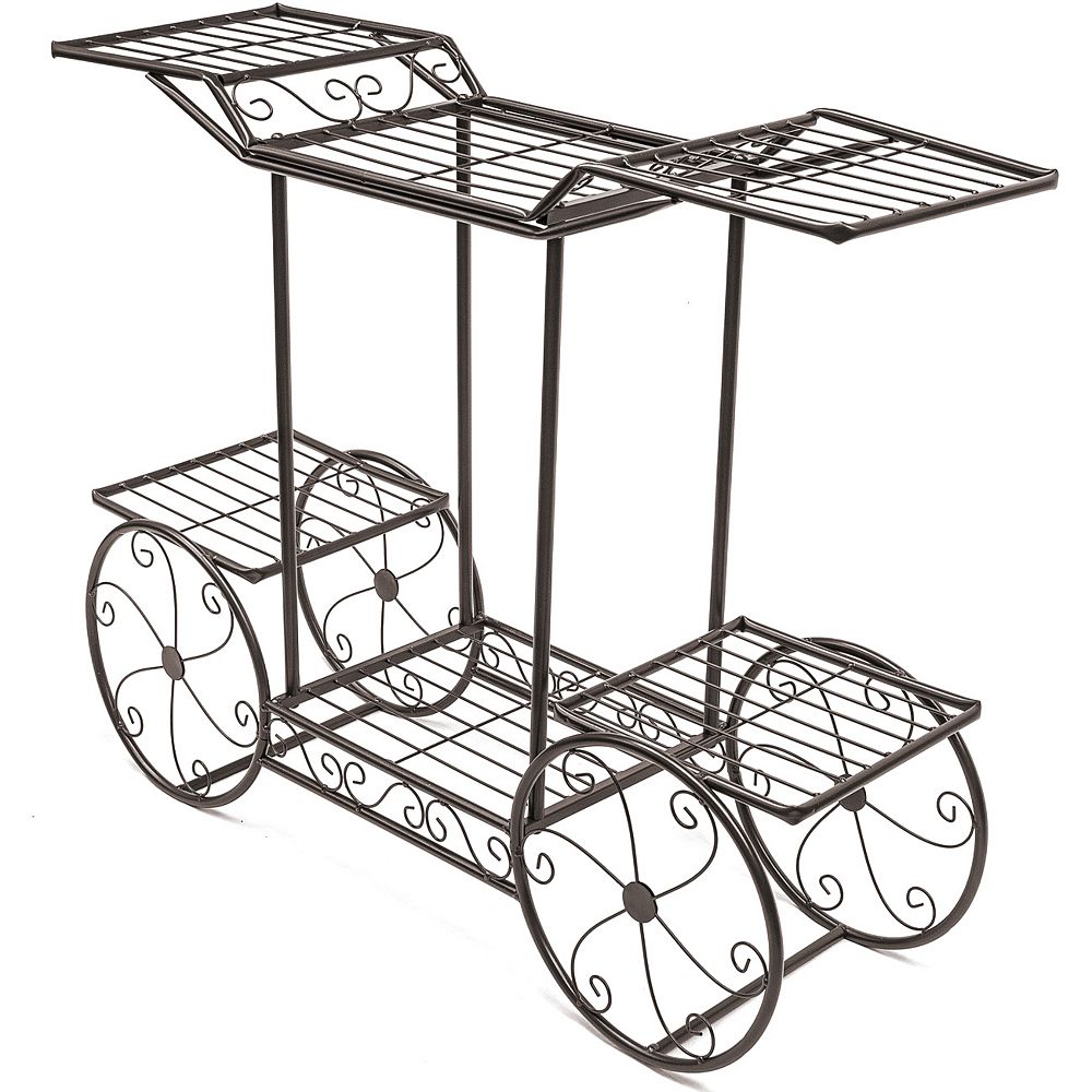 Sorbus Flower Cart Pot Display Rack - Bronze - Brown, image size:1000x1000