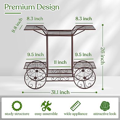 Sorbus Garden Cart Stand & Flower Pot Plant Holder Display Rack
