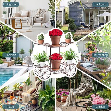 Sorbus Garden Cart Stand & Flower Pot Plant Holder Display Rack
