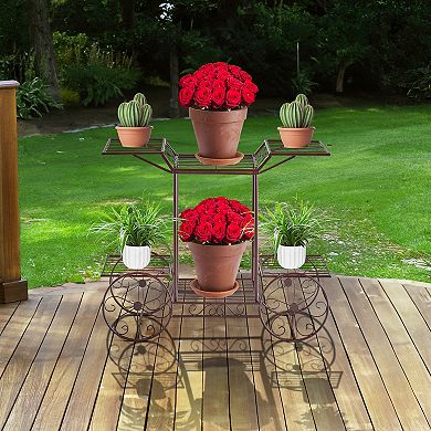 Sorbus Garden Cart Stand & Flower Pot Plant Holder Display Rack
