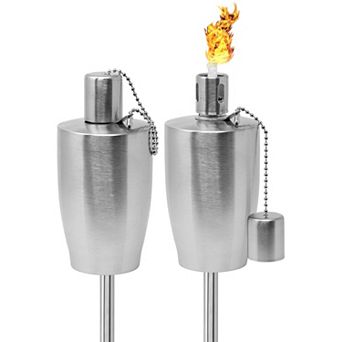 Sorbus 5 ft Set of 2 Stainless Oil Burning Cylinder Shape Steel Torch