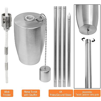 Sorbus 5 ft Set of 2 Stainless Oil Burning Cylinder Shape Steel Torch