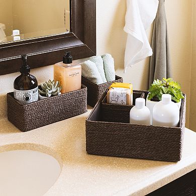 Sorbus Set of 4 Braided Woven Baskets - Organizer for Bathroom, Vanity, Closet, & Open Shelves