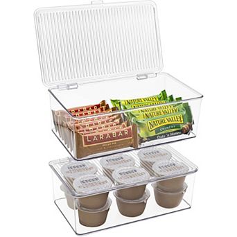Sorbus 2 Pack Medium Clear Plastic Storage Bins With Hinged Lids