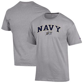 Men's Champion® Heather Gray Navy Midshipmen Arch Over Logo T-Shirt