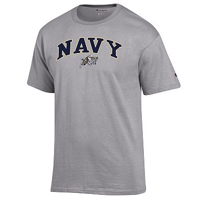 Men's Champion® Heather Gray Navy Midshipmen Arch Over Logo T-Shirt
