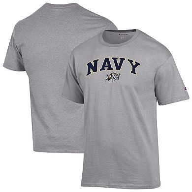 Men's Champion® Heather Gray Navy Midshipmen Arch Over Logo T-Shirt