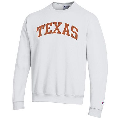 Men's Champion White Texas Longhorns Basic Arch Fleece Pullover Sweatshirt
