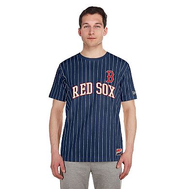 Men's New Era Navy Boston Red Sox Throwback Pinstripe T-Shirt