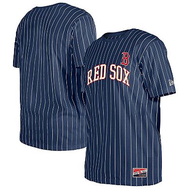 Men's New Era Navy Boston Red Sox Throwback Pinstripe T-Shirt