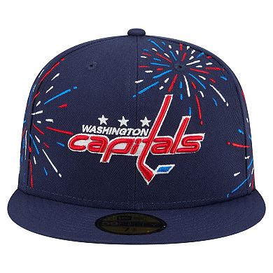 Men's New Era Navy Washington Capitals Americana Fireworks 59FIFTY Fitted Hat