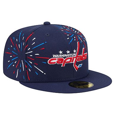 Men's New Era Navy Washington Capitals Americana Fireworks 59FIFTY Fitted Hat