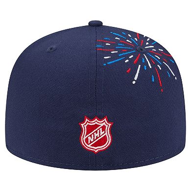Men's New Era Navy Washington Capitals Americana Fireworks 59FIFTY Fitted Hat