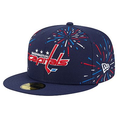 Men's New Era Navy Washington Capitals Americana Fireworks 59FIFTY Fitted Hat