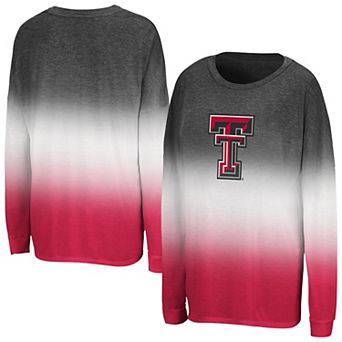 Women's Colosseum Heather Black Texas Tech Red Raiders Winkle Dip Dye Long Sleeve T-Shirt