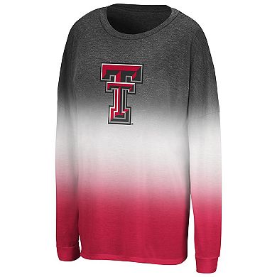Women's Colosseum Heather Black Texas Tech Red Raiders Winkle Dip Dye Long Sleeve T-Shirt