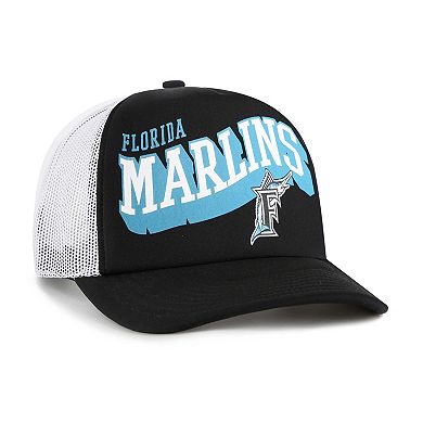 Men's '47 Black Miami Marlins Meander Foam Trucker Snapback Hat