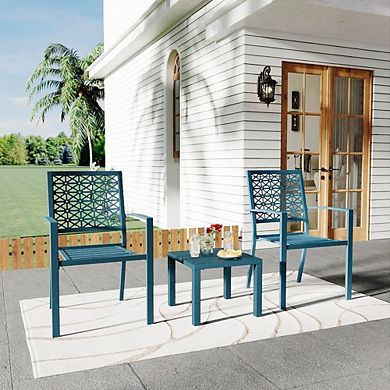3-Pieces Outdoor Bistro Set, Modern Patio Furniture Set with Chairs and Table,Balcony, Blue