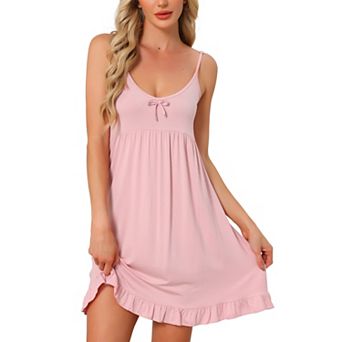 Women's Nightdress Spaghetti Strap Scoop Neck Sleepdress Frill Sleepwear Loungewear
