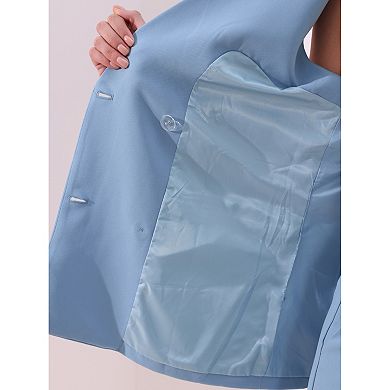 Summer Two Piece Outfits for Women's Double Breasted Sleeveless Blazer Vest Shorts Sets