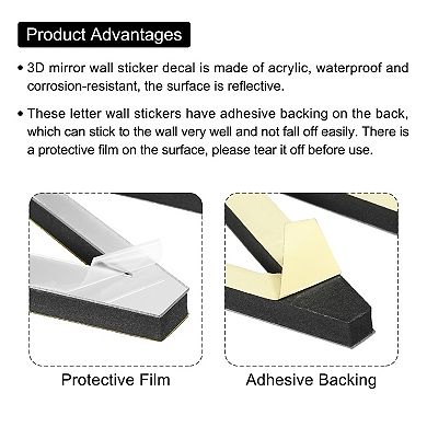 3D Acrylic Alphabet Mirror Wall Stickers, Self-Adhesive Home Decor Letter Sticker for DIY Decoration