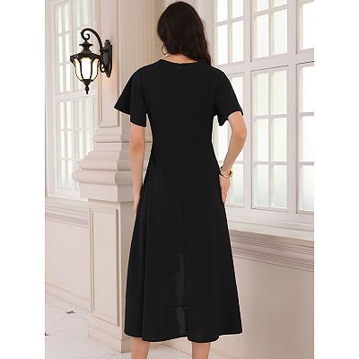 midi dress for evening wedding Ever-Pretty Sequined Double V-Neck Sleeveless A-Line Midi Summer Formal Wedding Guest Dress